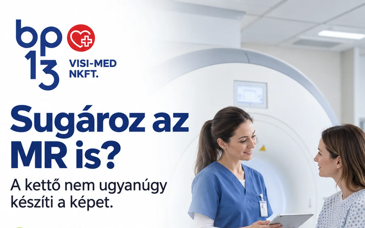 Asszisztens és páciens az MR-készülék mellett a VISI-MED CT-MR Centrumában
